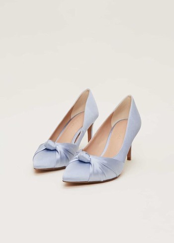 Phase Eight Satin Knot Front Court Heels Blue USA | 1473206-XD